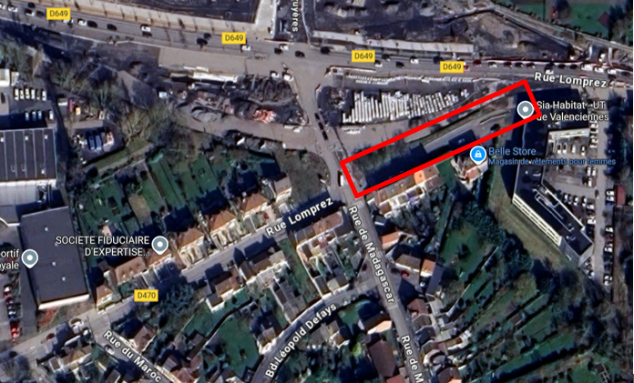 Plan d’intervention des travaux- rue Lomprez à Valenciennes.